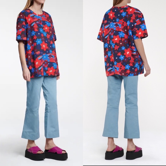 Marni Tops - MARNI Floral Cotton Poplin Top
